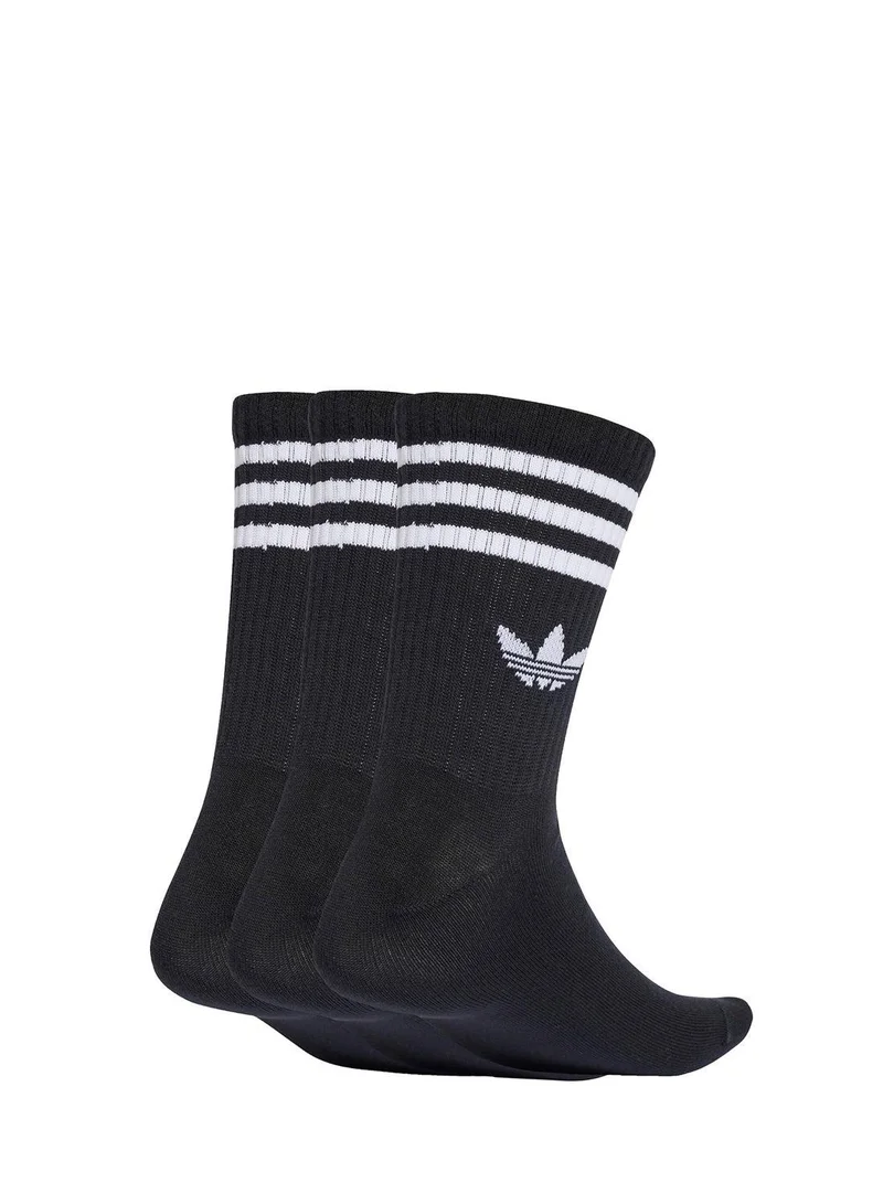 جوارب كرو 3-Stripes من adidas، عبوة من 3، أسود