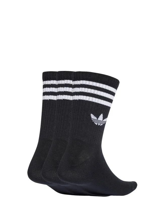 جوارب كرو Adidas Originals 3 خطوط - أبيض، 3 أزواج – صورة 2
