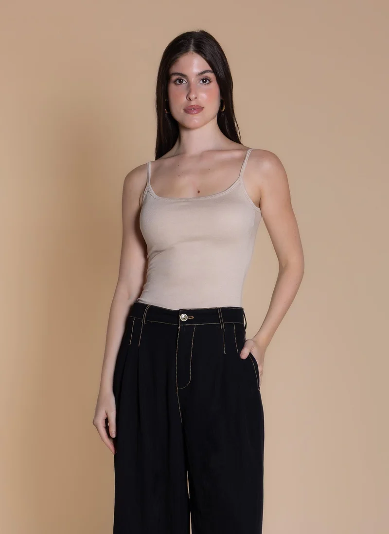 Soft Padded Tank Top Beige