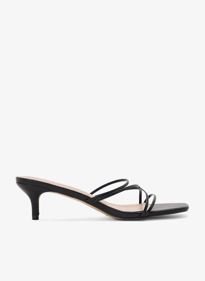 Strappy Backstrap Heel Sandals Black