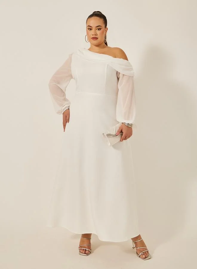 Chiffon Overlay Dress White