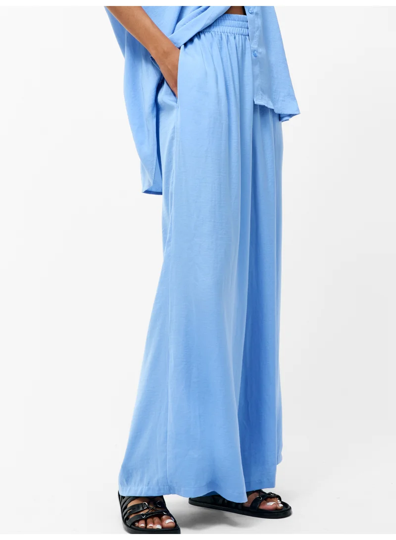 Damasco Air Flow Wide Leg Trousers Light Blue