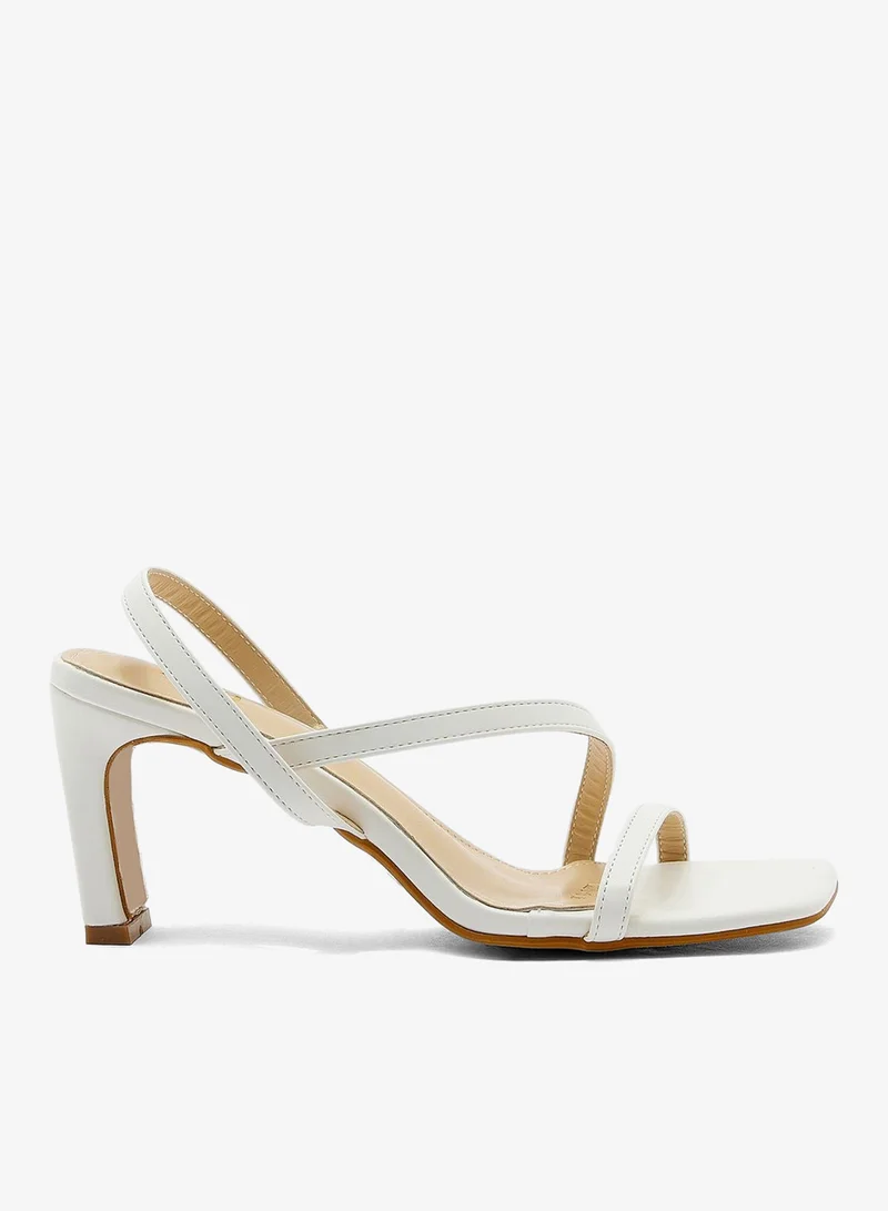 Strappy Asymmetric Square Toe Sandal White