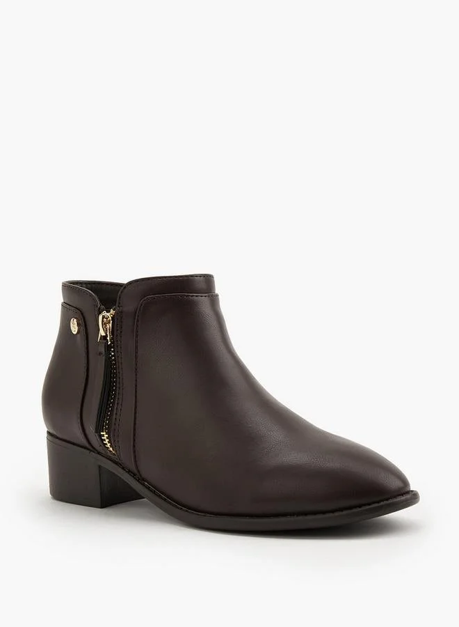 Flora Bella Solid Ankle Boots With Zip Closure