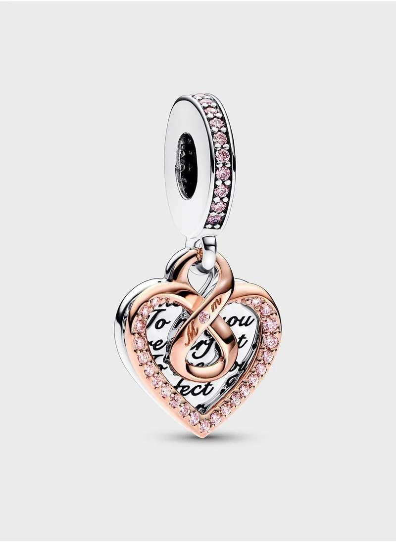 Openwork Heart Charm Bracelet Rose Gold
