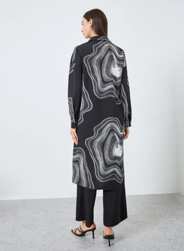Marble Print Longline Co-ord Black – image 5