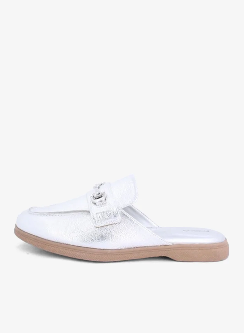 Julia Loafer Mules Silver