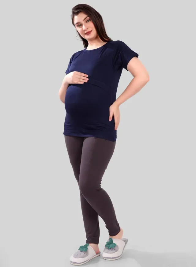 Maternity & Nursing Pull-On Top Blue – image 2