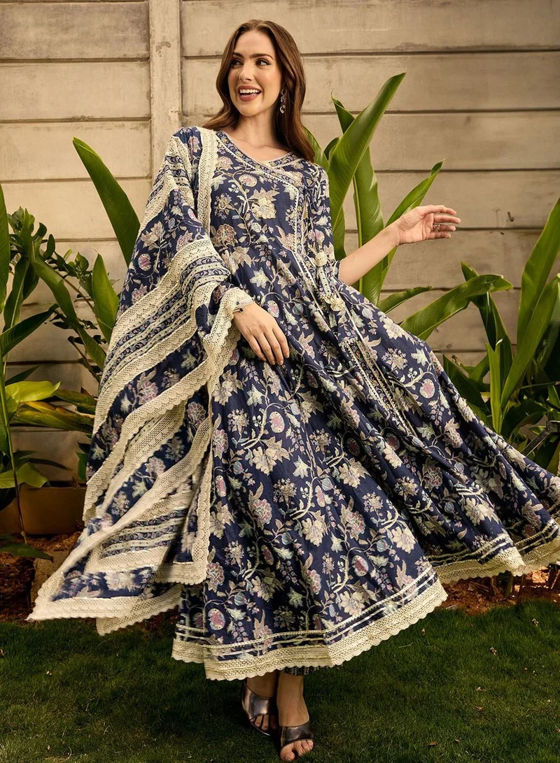 Women's Cotton Self Design Kurta Palazzo Set Multicolour