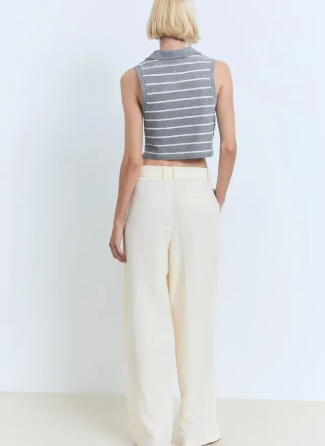 Striped Cropped Polo Shirt – image 2