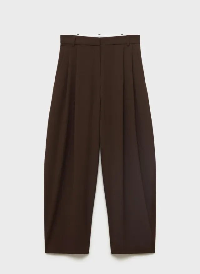Chocolate Brown Pleated Trousers for Women - Mid-Rise Straight Fit – image 6