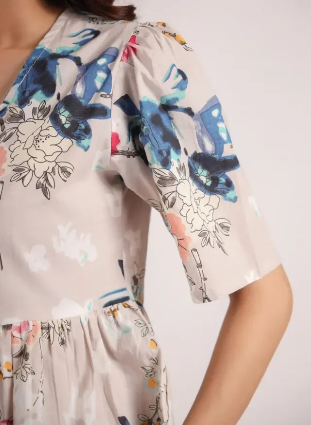 Pink Floral Printed Cotton Top and Shorts Set for Women – image 6