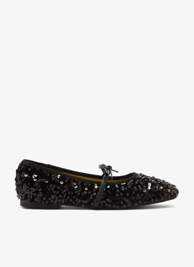 Sequin Mary Janes Silver