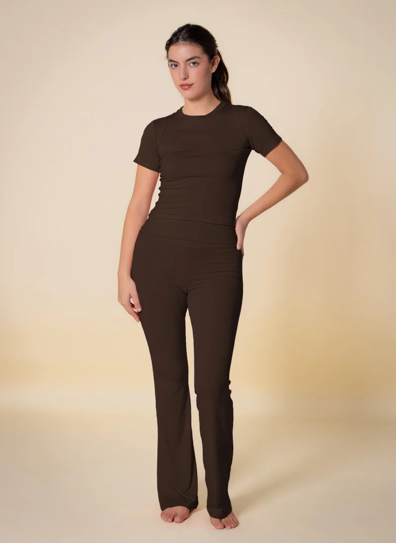 Soft Cotton T-Shirt Set Brown