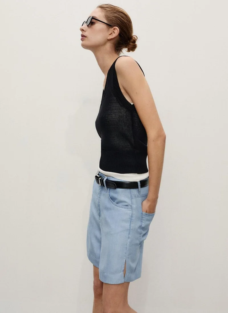 Straight Lyocell Bermuda Shorts Light Blue