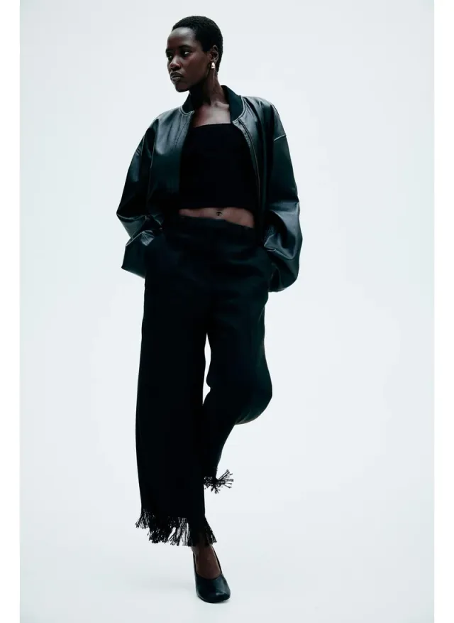 Frayed Hem Trousers Black