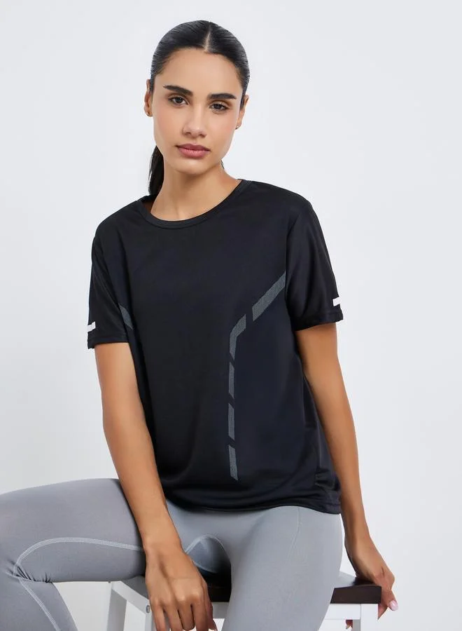 Women's Reflective Print Top Black