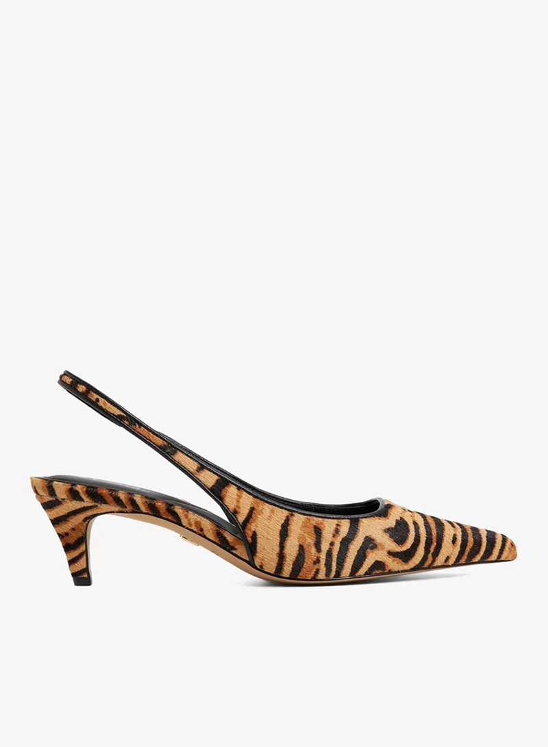 LEANAH Leopard Print Slingback Heels Goldenrod