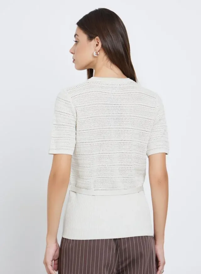 Styli Belted Knit Top Off White – image 4