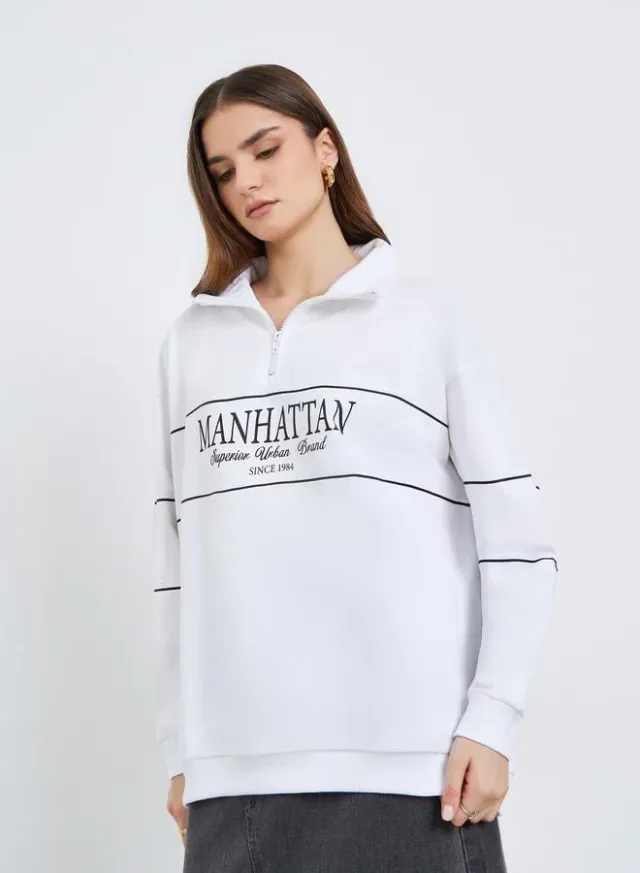 Women's Graphic Print Sweatshirt White – image 4