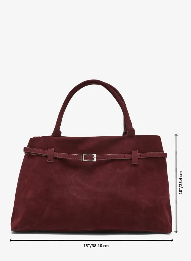 Buckle Suede Tote Bag – image 5