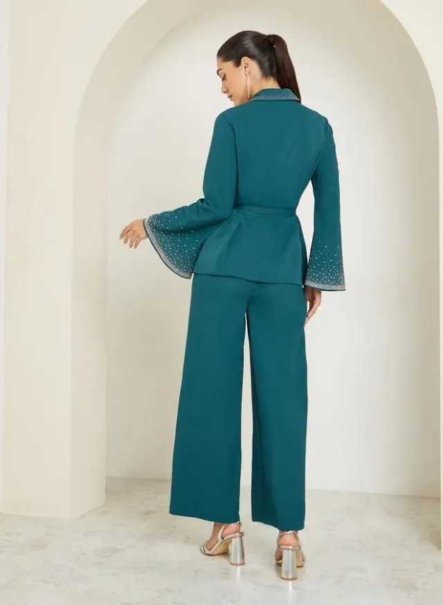 Embellished Shirt & Trousers Set Teal – image 7