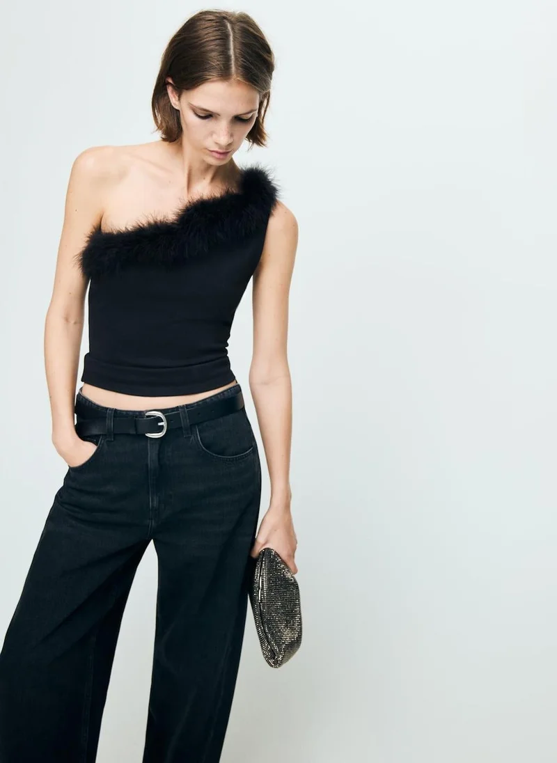 Asymmetrical Speckled Top Black