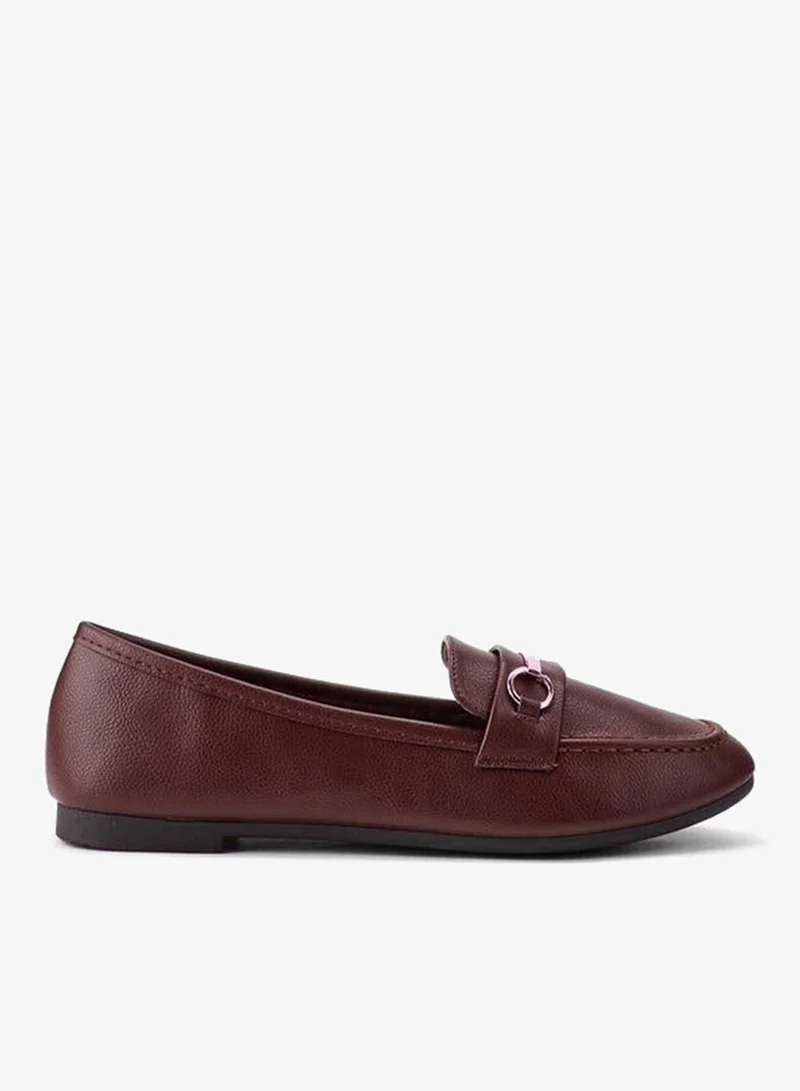 Flora Bella Metallic Accent Loafers Burgundy