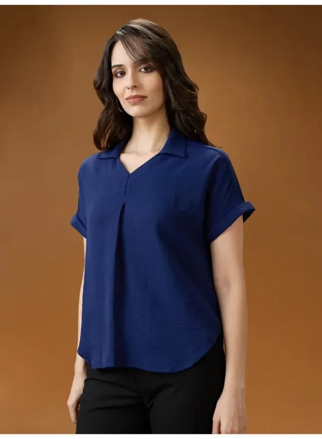 Women's Crepe V-Neck Workwear Top with Extended Sleeves – image 3