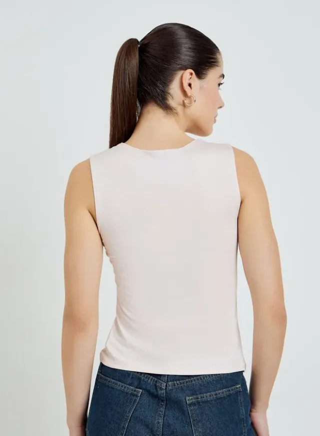Ruched Fitted Tank Top Pink – image 5
