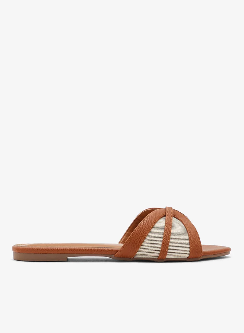Color Block Flat Sandals Sandy Brown