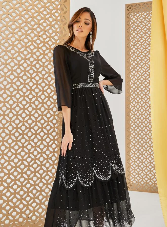 Tiered Chiffon Dress Black