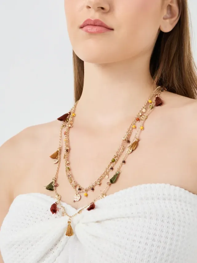 Styli Embellished Beaded Necklace