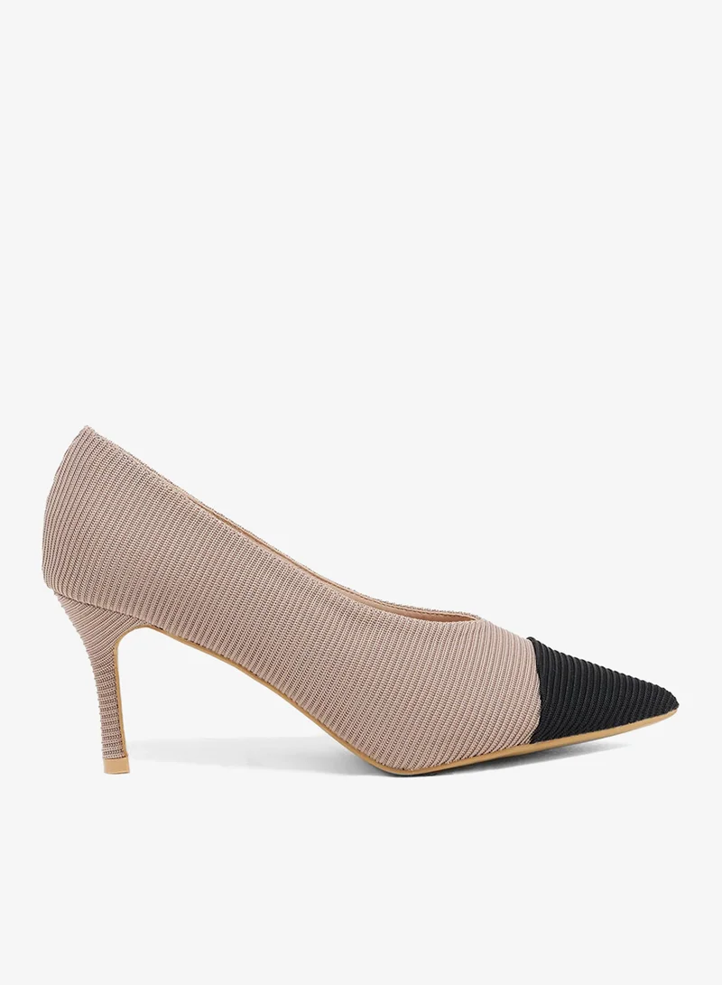 Pointed Toe Mid Heel Pumps Pale Silver