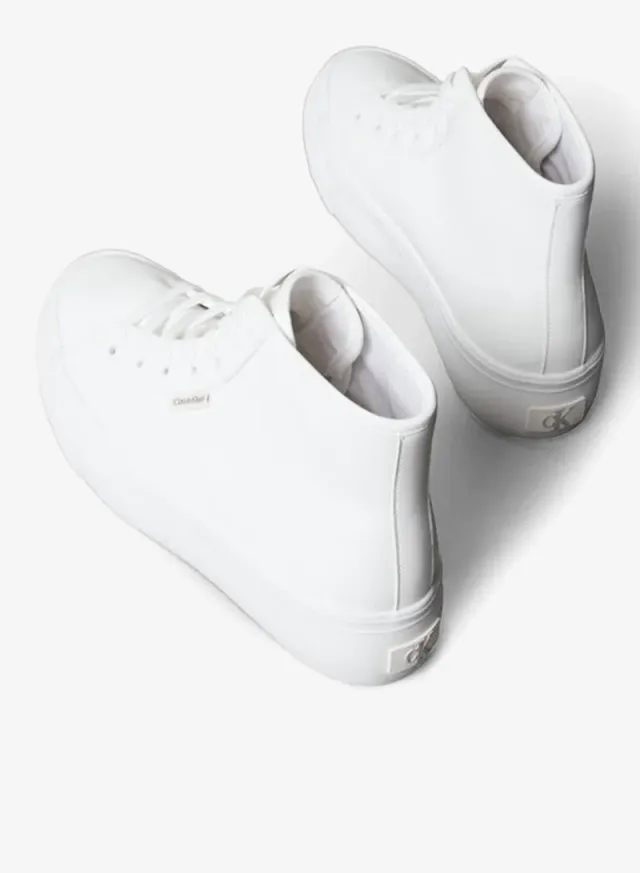 White Leather High-Top Platform Lace-Up Sneakers for Women – image 4