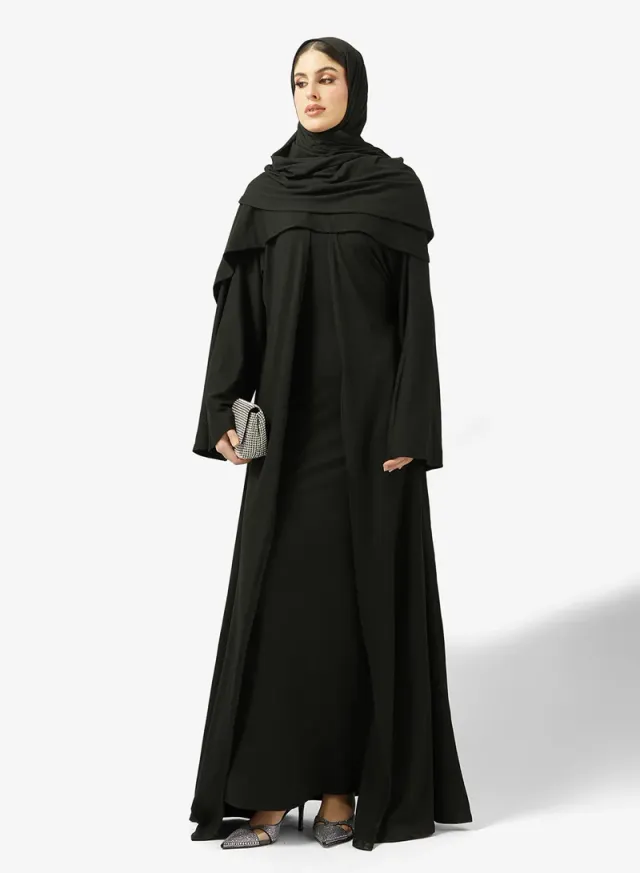Black Solid Abaya Set for Women - 2 Pieces - Festive Wear – image 5