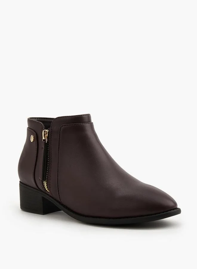Flora Bella Solid Ankle Boots With Zip Closure
