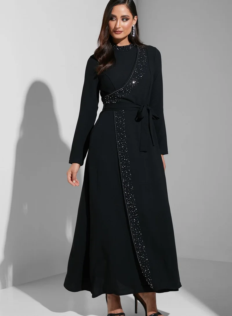 Overlap Detail Dress Black