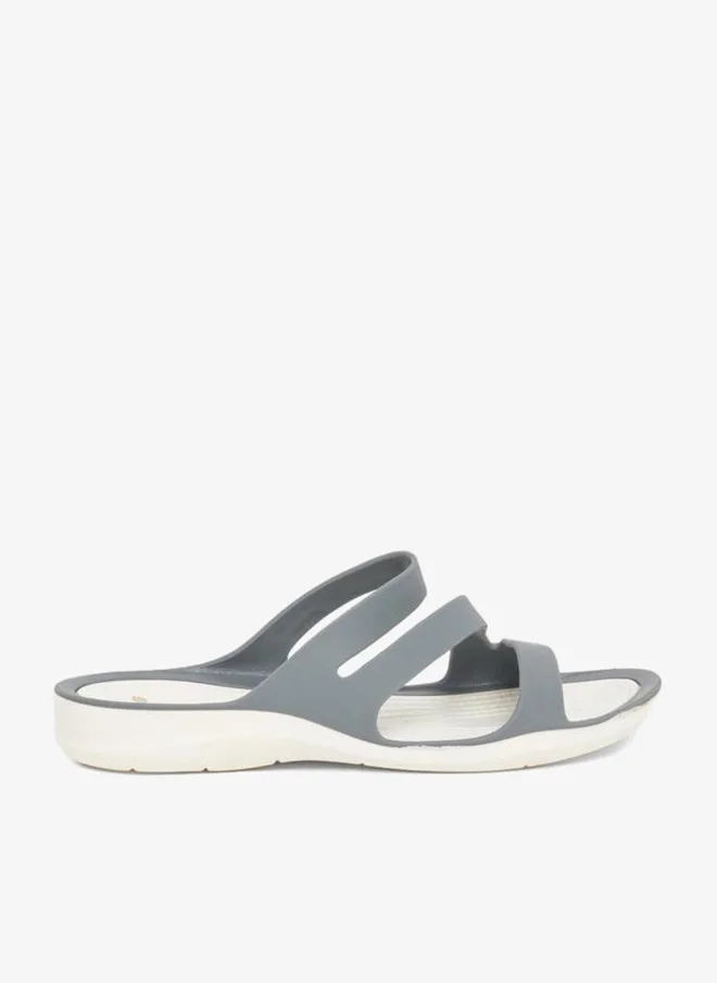 Strappy Plain Slides Grey