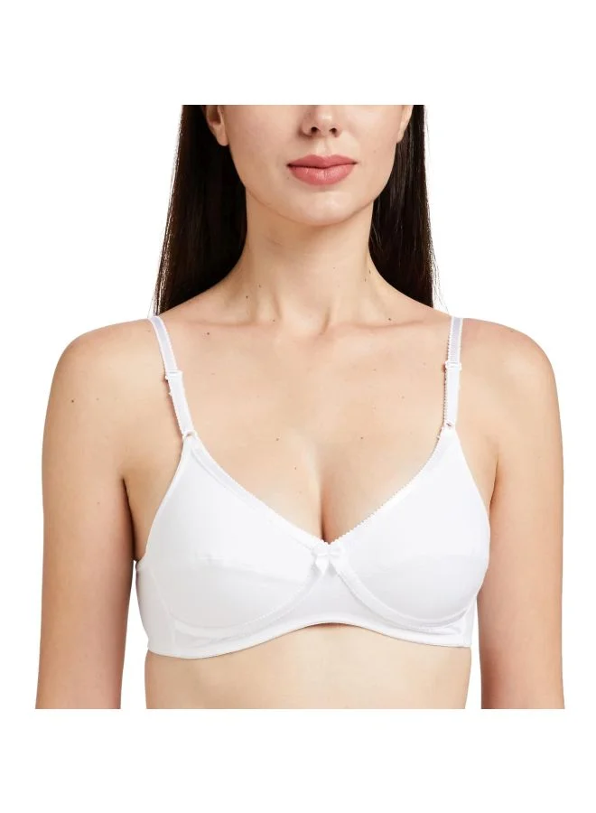 1242 Women's Wire-Free Cotton Cross Over Everyday Bra White