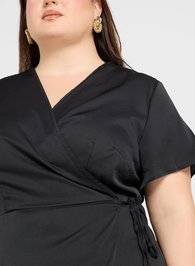 Satin Wrap Midi Dress – image 3