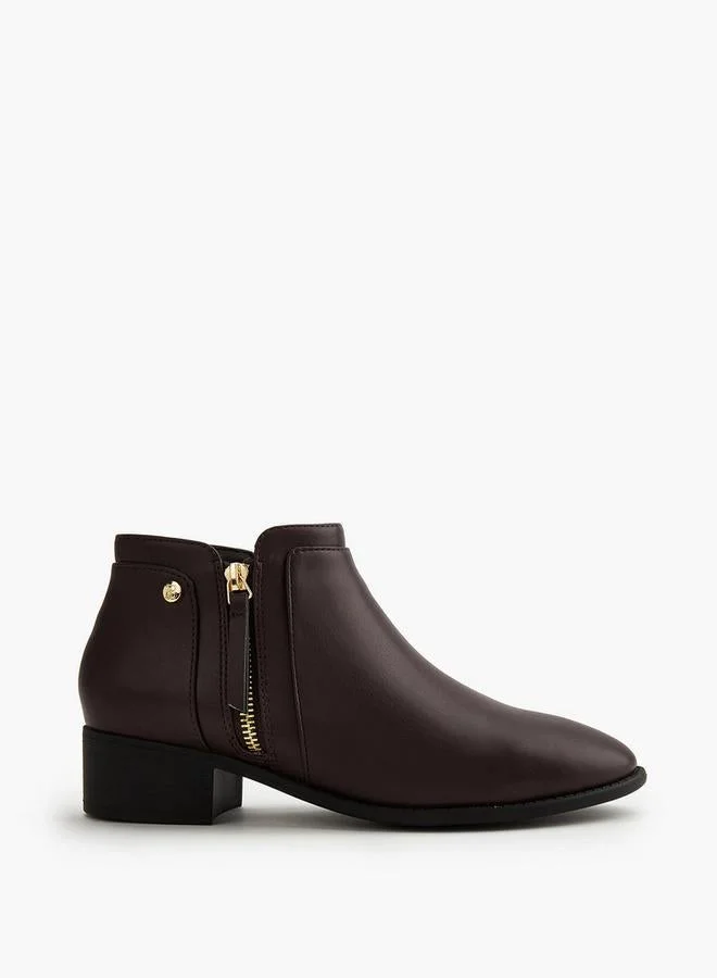 Flora Bella Solid Ankle Boots With Zip Closure