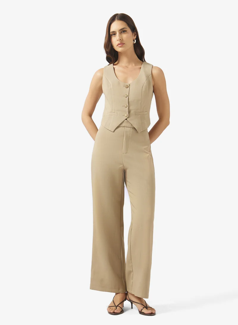 Vest and Pant Set Beige
