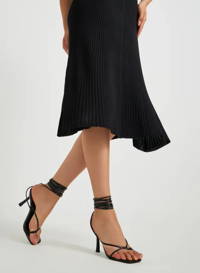 Strappy Tie-Up Stiletto Sandals Black
