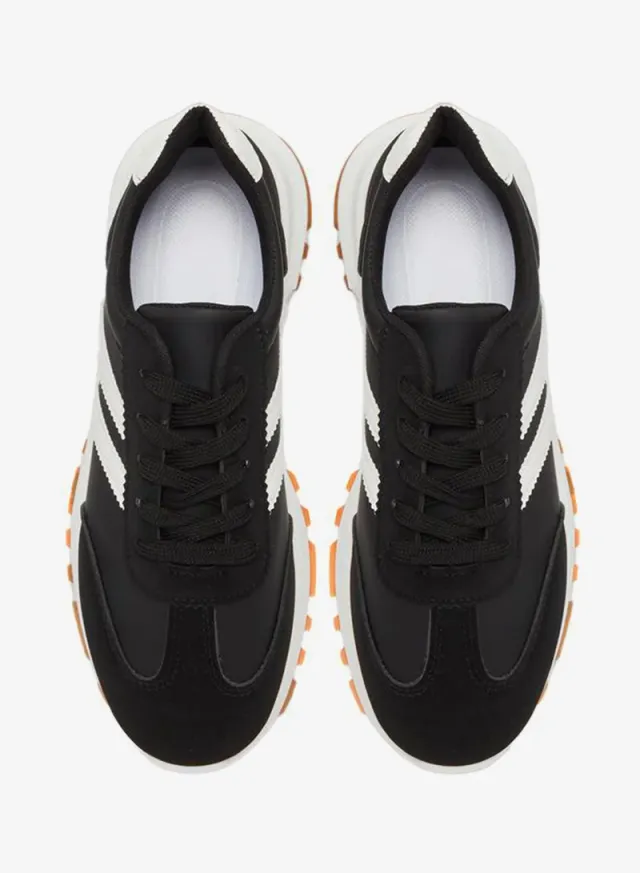 Striped Lace-Up Sneakers Black – image 5