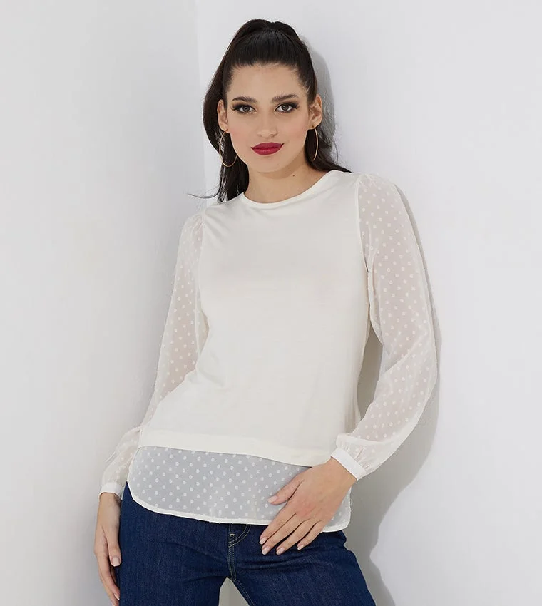 Swiss-Dot Crew Neck T-Shirt White