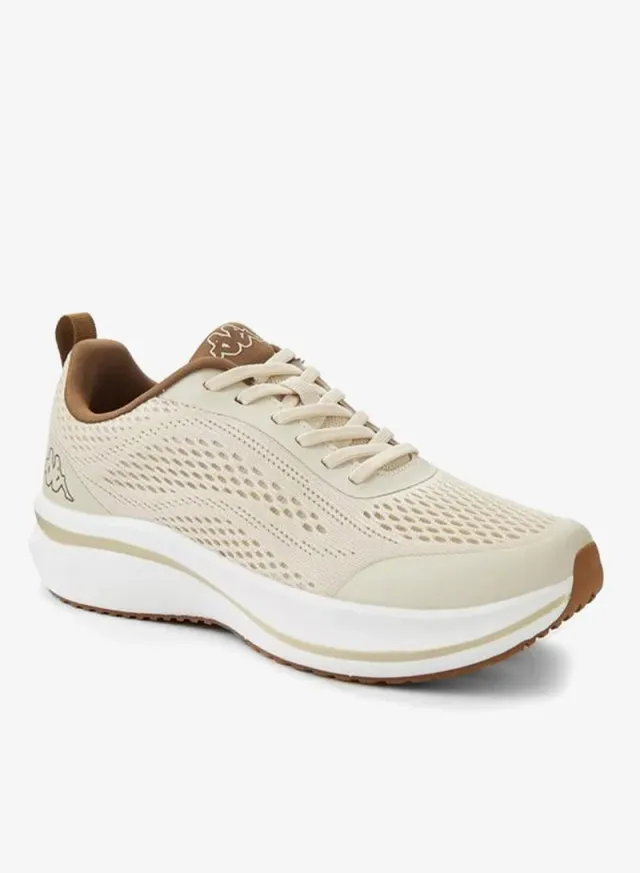 Beige Lace-Up Textile Sports Shoes for Women - Daily Wear & Light Exercise