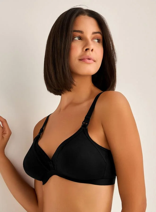 Full Coverage Non-Wired Nursing Bra Black