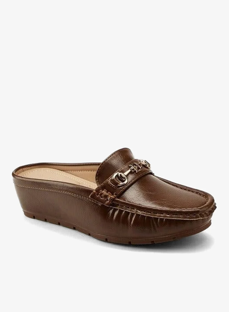 Horsebit Detail Slip-On Mules Tan