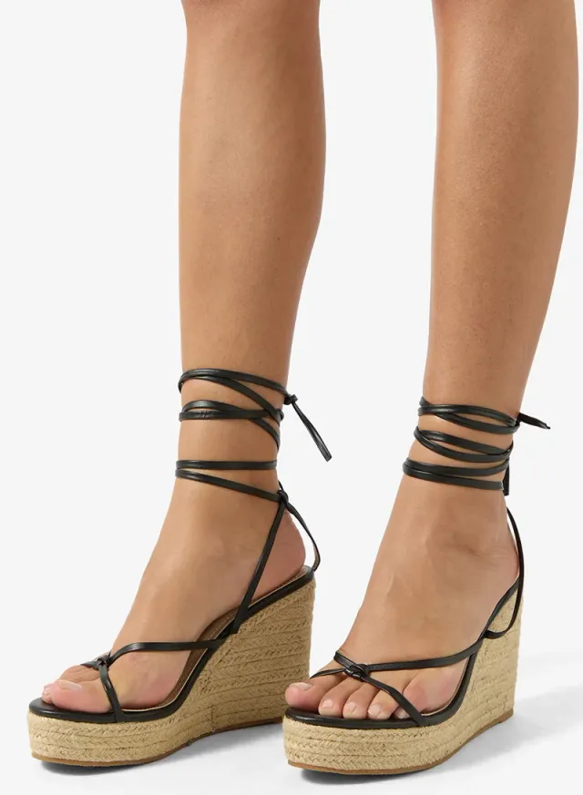 Lace-Up Espadrille Wedge Sandals Multicolour